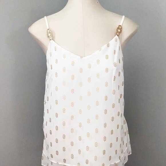 WHBM White House Black Market Cami Blouse Tank Gold Accents Cocktail Small - Picture 5 of 5